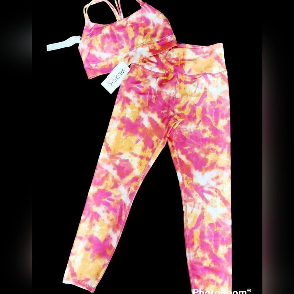 WILDFOX NWT TIE DYE ATHLETIC PINK/ORANGE SET SIZE MED
